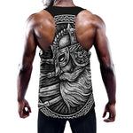 Black And White Viking God Odin Print Training Tank Top