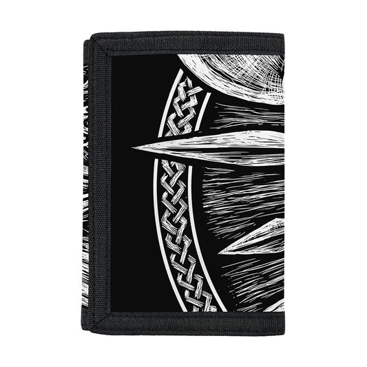 Black And White Viking God Odin Print Trifold Wallet