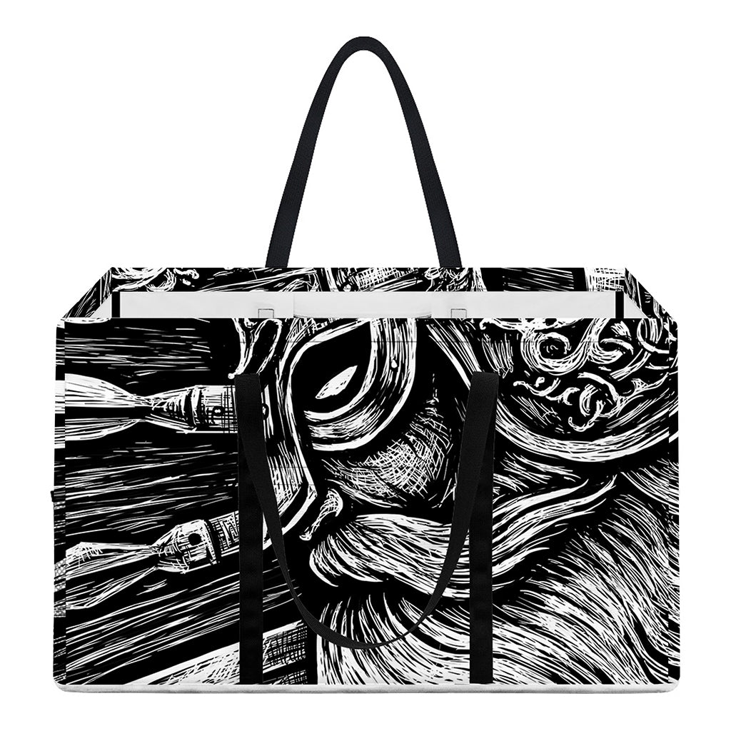 Black And White Viking God Odin Print Utility Tote Bag
