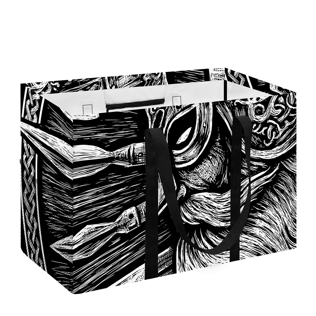 Black And White Viking God Odin Print Utility Tote Bag