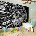 Black And White Viking God Odin Print Wall Sticker