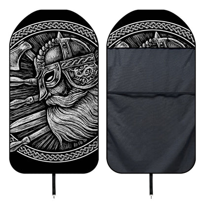 Black And White Viking God Odin Print Waterproof Car Seat Cover