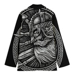 Black And White Viking God Odin Print Women's Blazer