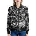 Black And White Viking God Odin Print Women's Bomber Jacket