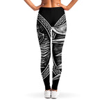 Black And White Viking God Odin Print Women's Leggings