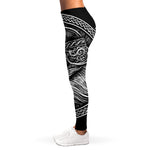 Black And White Viking God Odin Print Women's Leggings