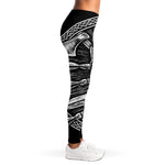 Black And White Viking God Odin Print Women's Leggings
