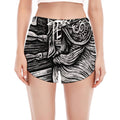 Black And White Viking God Odin Print Women's Split Running Shorts