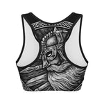 Black And White Viking God Odin Print Women's Sports Bra