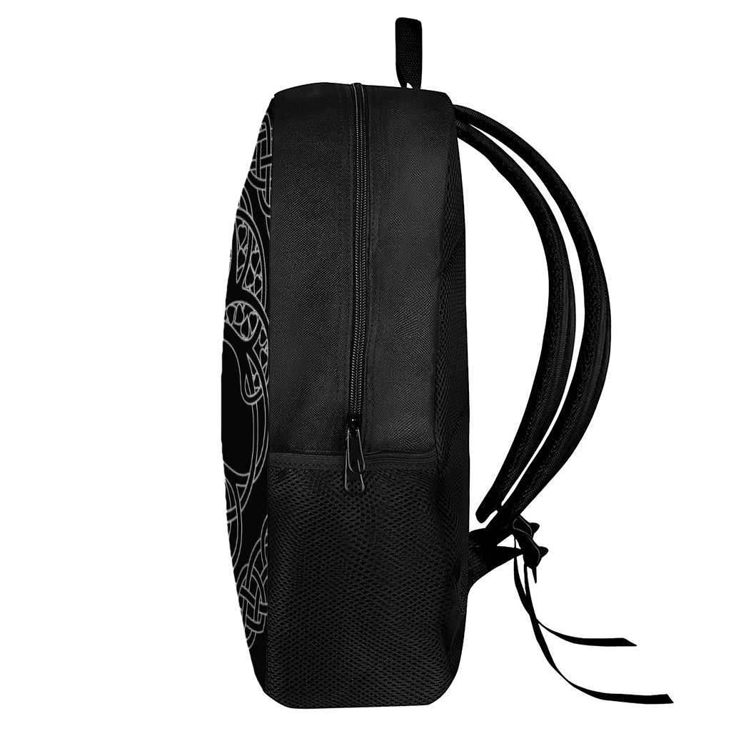 Black And White Viking Yggdrasil Print 17 Inch Backpack