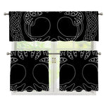 Black And White Viking Yggdrasil Print 3 Piece Kitchen Curtains