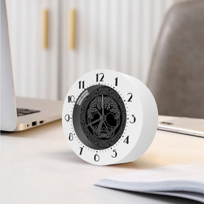 Black And White Viking Yggdrasil Print Alarm Clock
