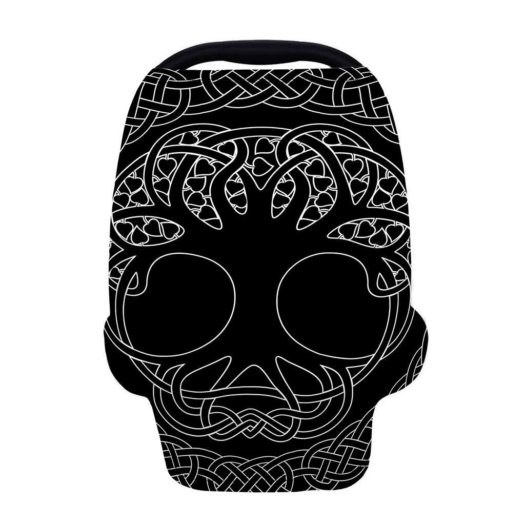 Black And White Viking Yggdrasil Print Baby Seat Cover