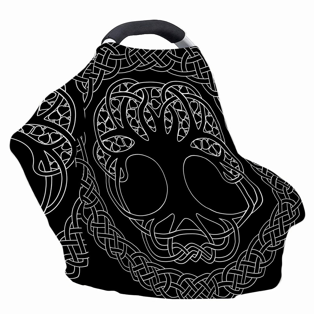 Black And White Viking Yggdrasil Print Baby Seat Cover
