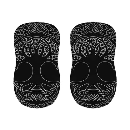 Black And White Viking Yggdrasil Print Bar Stool Covers