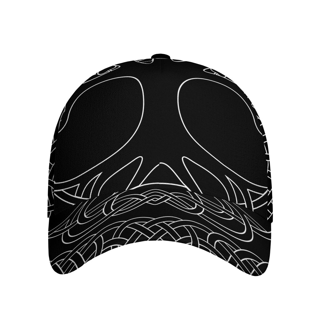 Black And White Viking Yggdrasil Print Baseball Cap