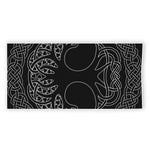 Black And White Viking Yggdrasil Print Beach Towel