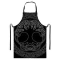 Black And White Viking Yggdrasil Print Bib Apron With Pocket