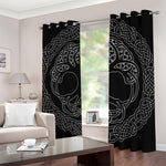 Black And White Viking Yggdrasil Print Blackout Grommet Curtains