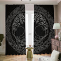 Black And White Viking Yggdrasil Print Dimout Pencil Pleat Curtains