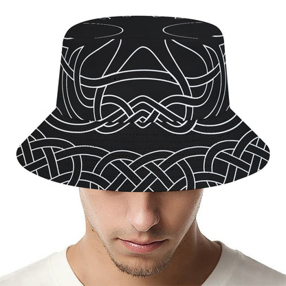 Black And White Viking Yggdrasil Print Bucket Hat