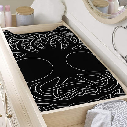 Black And White Viking Yggdrasil Print Changing Pad Cover