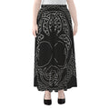 Black And White Viking Yggdrasil Print Chiffon Maxi Skirt