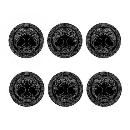 Black And White Viking Yggdrasil Print Coaster Set