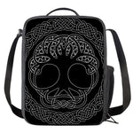 Black And White Viking Yggdrasil Print Crossbody Lunch Bag