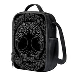 Black And White Viking Yggdrasil Print Crossbody Lunch Bag