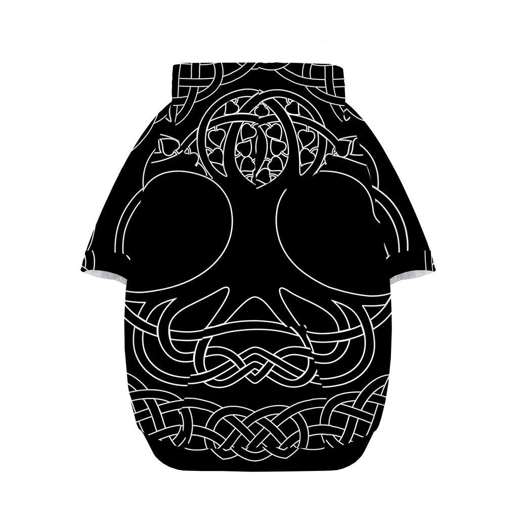 Black And White Viking Yggdrasil Print Dog Zip Up Hoodie