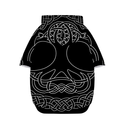 Black And White Viking Yggdrasil Print Dog Zip Up Hoodie