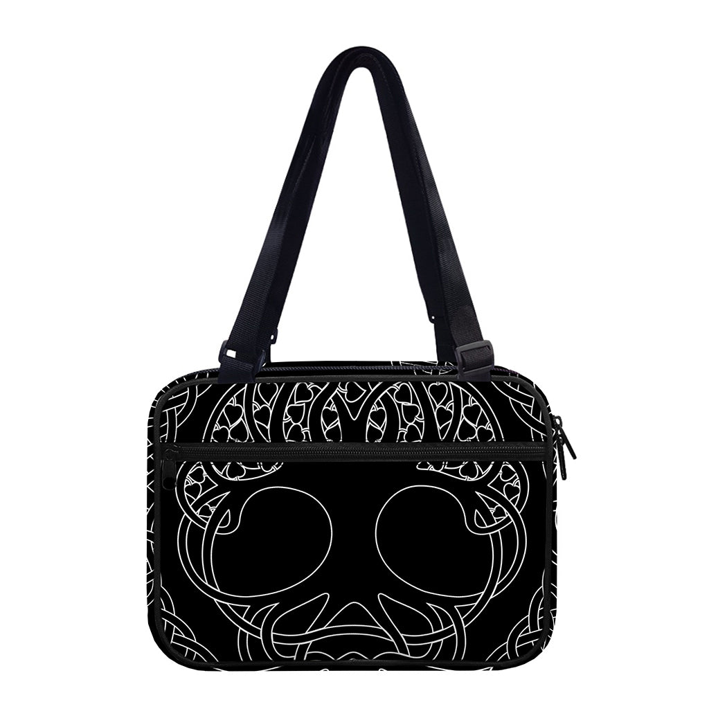 Black And White Viking Yggdrasil Print Double Strap Bible Bag