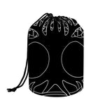 Black And White Viking Yggdrasil Print Drawstring Makeup Bag
