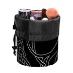 Black And White Viking Yggdrasil Print Drawstring Makeup Bag