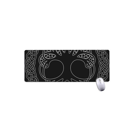 Black And White Viking Yggdrasil Print Extended Mouse Pad