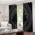 Black And White Viking Yggdrasil Print Extra Wide Grommet Curtains