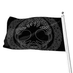 Black And White Viking Yggdrasil Print Flag