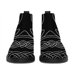 Black And White Viking Yggdrasil Print Flat Ankle Boots