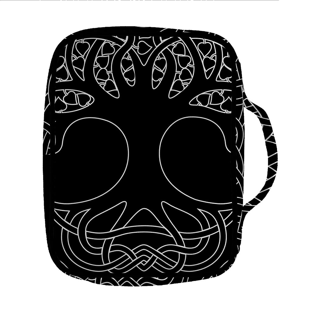 Black And White Viking Yggdrasil Print Front Pocket Bible Bag