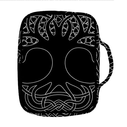 Black And White Viking Yggdrasil Print Front Pocket Bible Bag