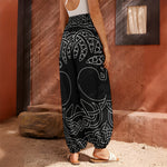 Black And White Viking Yggdrasil Print Harem Pants