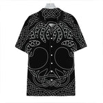 Black And White Viking Yggdrasil Print Hawaiian Shirt