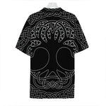 Black And White Viking Yggdrasil Print Hawaiian Shirt