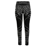 Black And White Viking Yggdrasil Print High-Waisted Pocket Leggings