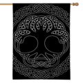 Black And White Viking Yggdrasil Print House Flag