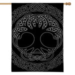 Black And White Viking Yggdrasil Print House Flag