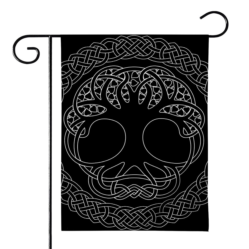 Black And White Viking Yggdrasil Print House Flag