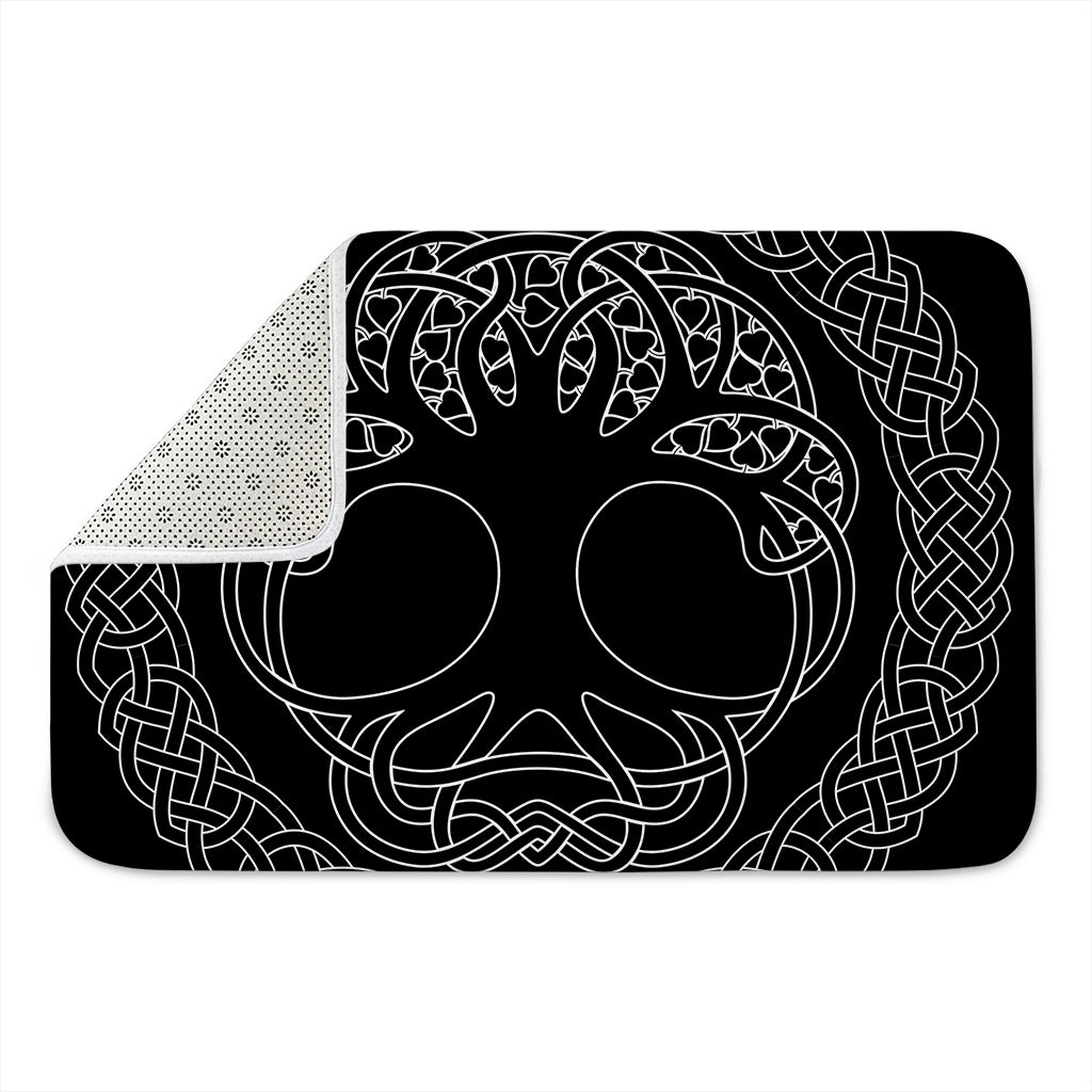 Black And White Viking Yggdrasil Print Indoor Door Mat