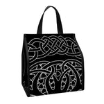 Black And White Viking Yggdrasil Print Insulated Lunch Tote
